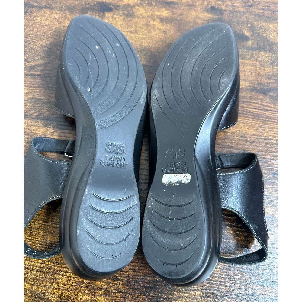SAS Tabby Womens Black Leather Slingback Comfort Sandals Adjustable Straps 9 N - Picture 11 of 12